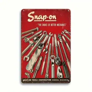 Tin Snap-On Tools Vintage Aluminum Sign 8x12 Inch Retro Garage Mechanic Wall Art Decor for Man Cave Home Bar Garage Office Vintage Garage Signs