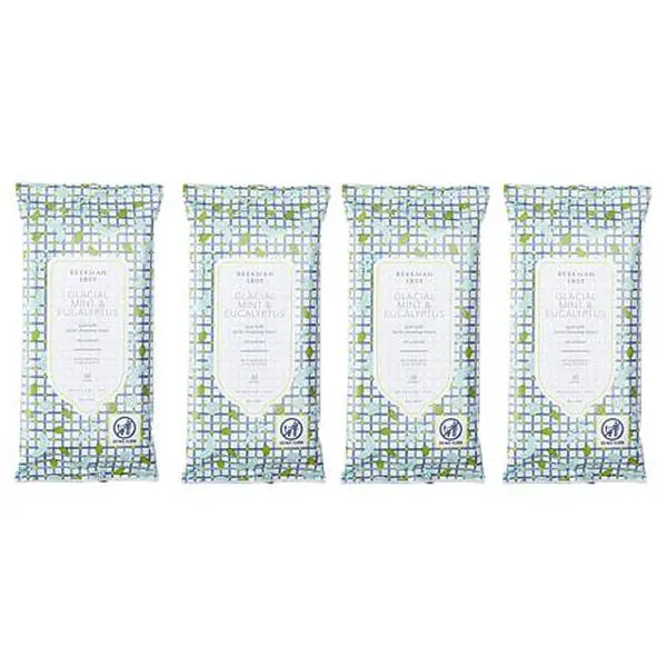 Beekman 1802 Goat Milk Glacial Mint & Eucalyptus Face Wipes 4-pack AS