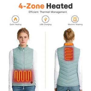【New Style】Findway Women’s USB Heated Vest, Lightweight Electric Padded Gilet with Wide Heating Zones, Comfortable Fit for Winter Camping, Outdoor Activities & Daily Commuting