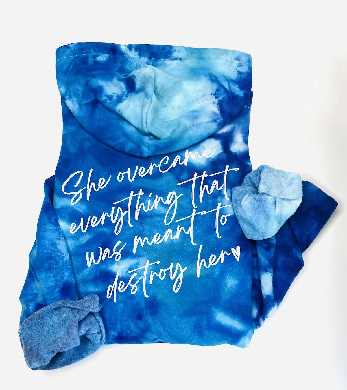 POWHERFUL BLUE TIE DYE MOTIVATIONAL CREWNECK OR Cute HOODIE Casual Cotton Spring Day Soft Streetwear