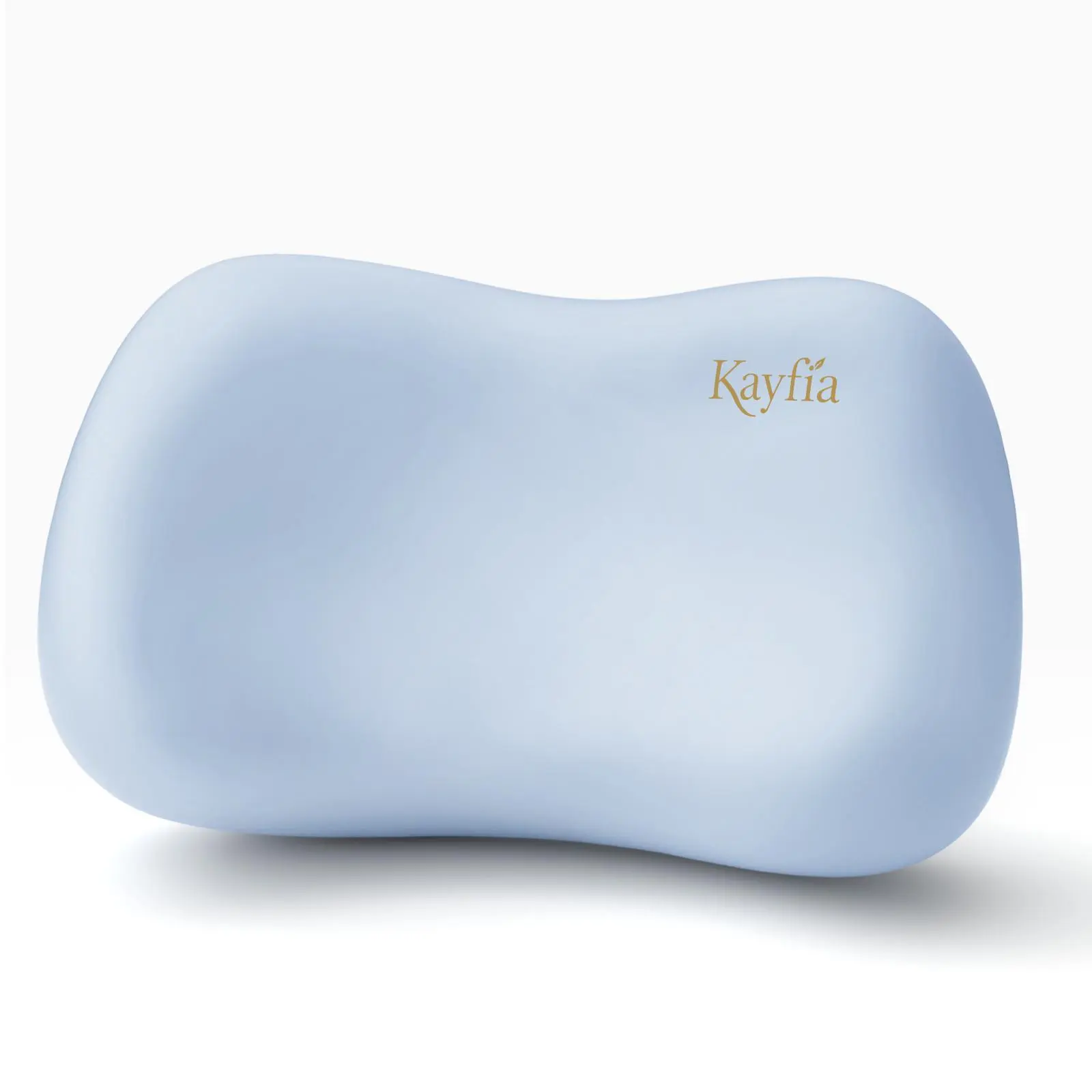 Kayfia Nylon Breathable Memory Foam Neck Pillow — Adjustable ergonomic S-curve, height adjustment, silky-smooth feel, CertiPUR-US and Oeko-Tex certified (grey/blue)