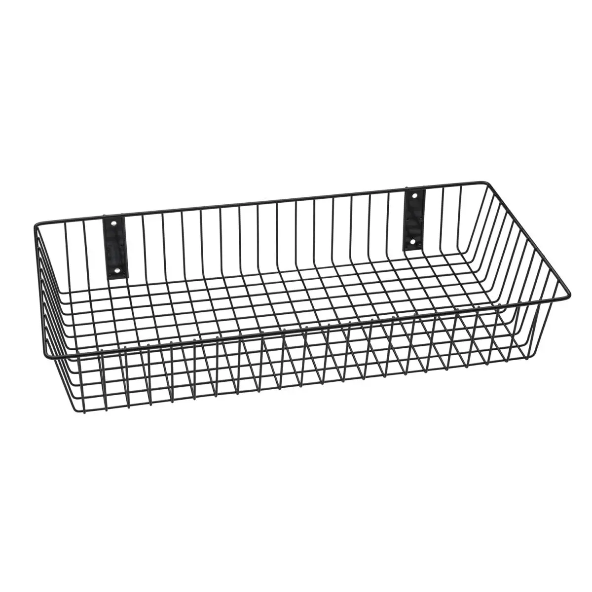 Black Universal Wire Storage Basket, Home Organiser with Decor Functionality - 24x12x4 in