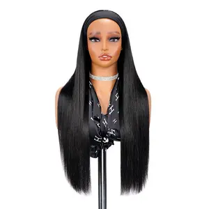 SuperNova Straight Human Hair Headband Wig - Glueless Wear & Go Wig Natural Black Beginner Friendly No Lace 100% Human Hair