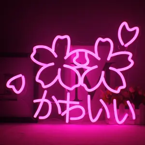 Cherry Blossom Design Neon Sign, USB Powered LED Wall Hanging Light, Decorative Lamp for Bar, Shop, Cafe, Restaurant, Display Window, Game Room, Home Room, Ambient Lights