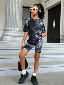 Short Sleeve Set, Gradient Top + Shorts, Fashionable Comfortable Sporty Kids Two-Piece