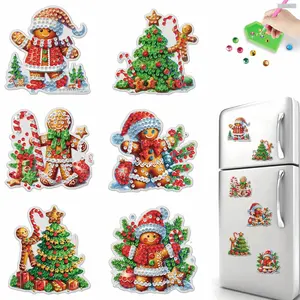 6PCS Flat 2D Colorful Acrylic-Magnet Diamond Painting Refrigerator Magnet Set, DIY Needlework Craft Kit with All Materials Included for Relaxing Kitchen Decor Creation, Summervibes