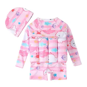 Children Buoyancy Swimsuit, Adjustable And Removable Buoyancy, Long-Sleeved Shorts With Hooded Swimming Floating Swimsuit, Boys And Girls One-Piece Swimsuit, One-Piece Floating Swimming Training Auxiliary Buoyancy Swimsuit