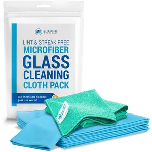 Claro microfiber glass cleaning cloths streak free windows mirrors lint free towels car windows wipes polishing machine washable 8 pack