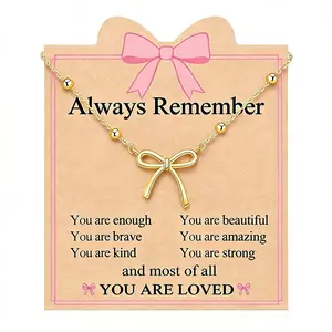Always Remember You Are Loved Gold Bow Choker | Trendy Inspirational Necklace for Women & Teens | Perfect Gift