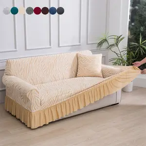 All-season Full Coverage Elastic Jacquard Sofa Cover, Available in Multiple Colors, Fits 1-4 Seat Sofas, Skirted Design for Versatility, Breathable, Durable & Easy to Clean, Stretch Sofa Cover