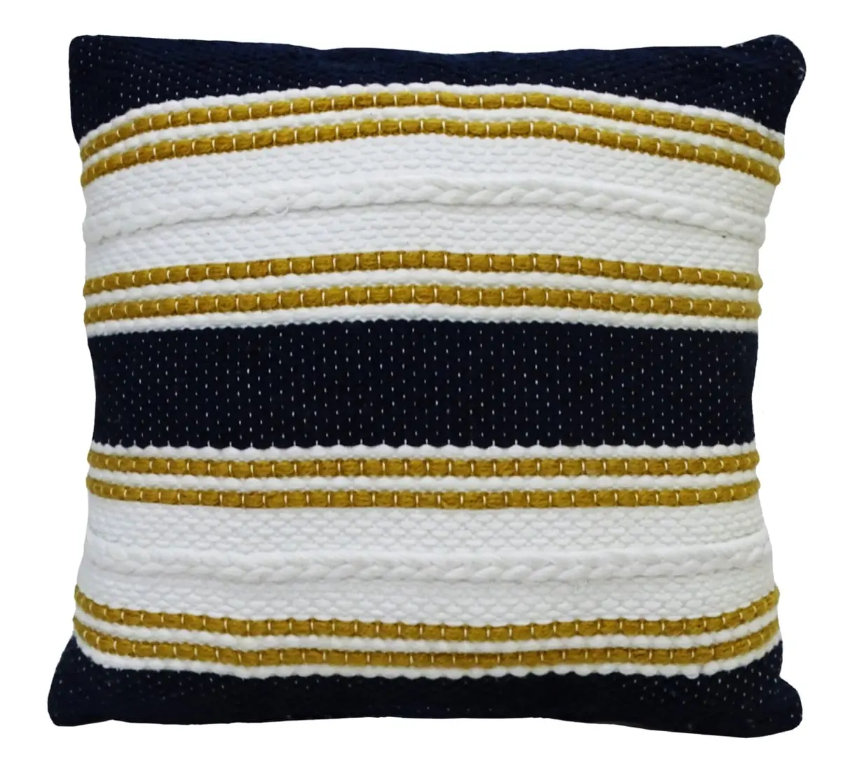 HomeRoots 482222 10 x 18 x 18 in. Black & Yellow Zippered Striped Indoor & Outdoor Throw Pillow