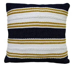 HomeRoots 482222 10 x 18 x 18 in. Black & Yellow Zippered Striped Indoor & Outdoor Throw Pillow