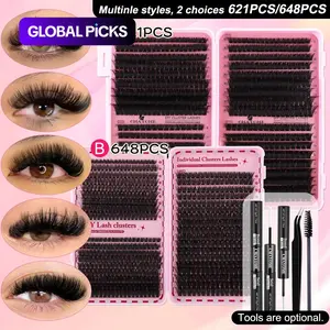Slender and Soft False Eyelashes, DIY Volume Eyelashes, Multi-Functional Eyelash Book 60D–150D with Mixed Natural Thick Eyelash Clusters Extensions (8mm–16mm), DD Curl Lashes for Daily Makeup, Charming Eyes, Beginner-Friendly Reusable