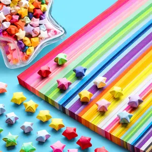 540 Sheets  Gradient Star Shaped Pattern Origami Strips, Used For Folding Lucky Stars, Pentagrams, DIY Handmade Materials, Candy Colored Paper Strips As Gifts, DIY Handmade Craft