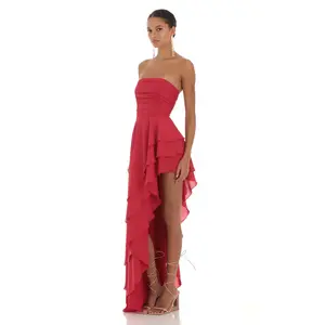 Asymmetrical Corset Dress in Red