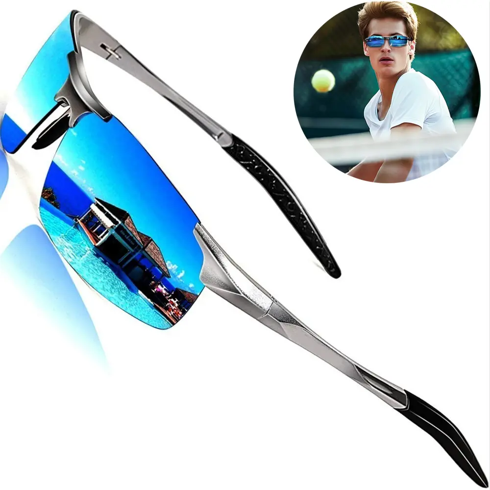 Mens Sunglasses Polarized UV Protection Retro Rectangular Frame Sun Galsses for Driving Fishing 100% UV Blocking ice blue fishing  sunglasses sunglasses  fashion Adjustable Polarized Colorblock Leopard Unisex Vintage summerwins