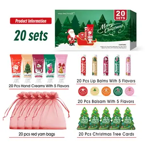 Miss FactorX 20 Hand Cream & Lip Balm Combo Kits Hypoallergenic Natural Texture with Glycerin for Men Women All Skin Types Includes Red Mesh Bags Christmas Tree Cards Ideal for Christmas Party Gifting Body Care - Set