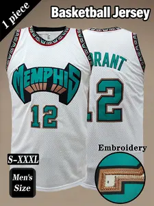 Men's # 12 Retro Basketball jersey, Classic Letter Embroidered Sportswear, Loose Breathable and Comfortable Sleeveless Tank Top, Unisex Suitable for Daily Outdoor Activities, Competitions, Training, Running and Exercise