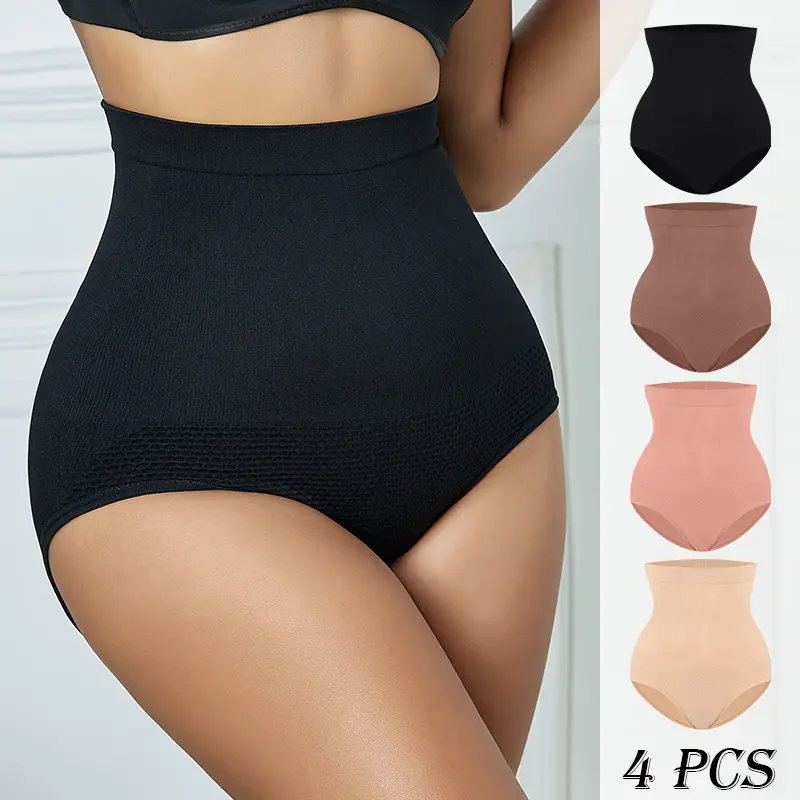 4 Pack Women's High Waist Tummy Control Panties Basic Shapewear Seamless Butt Lifting Shapewear Pants for Womenswear Leg
