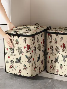 Eagle & Woman Print Blanket Storage Bag, Cute Practical Kids Bedding Organizer, Durable Material with Handle, Perfect for Home Use