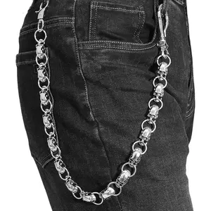 Skull Wallet Chain for Men Women - Heavy Punk Biker Goth Chain for Jeans, Pants, Belt Loop, , Pocket Accessories ()