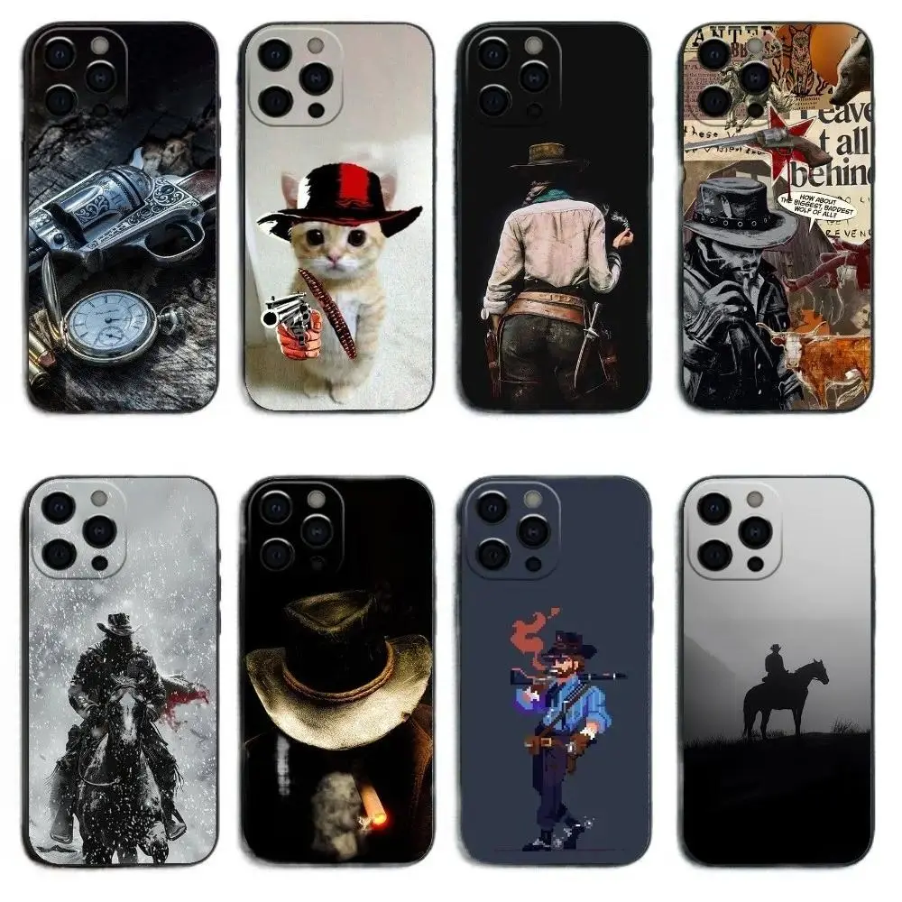 Red Dead Redemption RDR 2 Funny Smartphone Case - Soft Black, Thermoplastic Polyurethane Shockproof Protective Casing with Hyperrealism Glam Art for iPhone 17 Pro Max, 16 Plus, 15, 14, 13, 12, Air - Cellphone Accessory, Protection