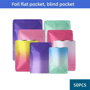 50 Pcs Gradient Color Self-Sealing blind Bags, Double-Sided Aluminum Foil Lightproof Bags, Unique Colors for Jewelry Storage & Party Favors, Party Gift Packs
