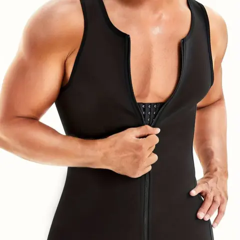 Men Waist Trainer Vest Sweat Vest Compression Shaper Vest Hot Neoprene Zipper Sauna Girdle Tank Top Workout Shirt Waist Training Vest Shapewear Black Shaping Vest