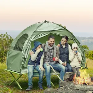 2-in-1 Portable Heavy Duty Camping Tent Cot, Sturdy Outdoor Tent & Camping Bed in 1 Bag, Lightweight Steel Legs, 225 lbs Capacity for Backpacking, Beach