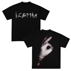 Iceman Scratch Text Diamond Glove Graphic Tee, Glitch Art Hip Hop Rap Fan Double Side Shirt, Crystal Hand Sign Oversized T-Shirt, Icy Music Lover Streetwear Gift, Unisex Rap Culture Tee, OVO Toronto 6 Hand 2026 Merch, Cool Fan Shirt, Gift for Him Her