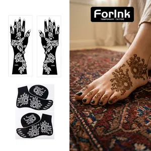 4 Piece Floral Tattoo Stencil Set for DIY Body Art, Reusable Temporary Tattoos for Hand and Foot Design, Perfect for Makeup and Crafting