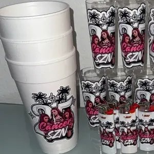 Custom Foam Cups with Cancer SZN Design - White Cups Featuring Graphic Artwork custom cups styrofoam cups