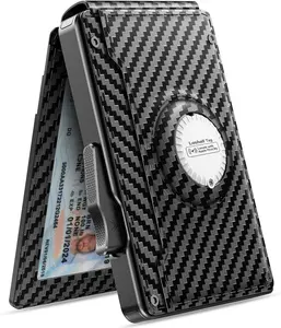 Wallet for Men with Tracker Tag Combo[iOS Only],Mens Wallet Minimalist Bifold,Wallet Men Slim Leather Slots Credit Card Holder|RFID Blocking,Pop Up Wallet Metal Aluminum with 9-13 Cards & ID Window