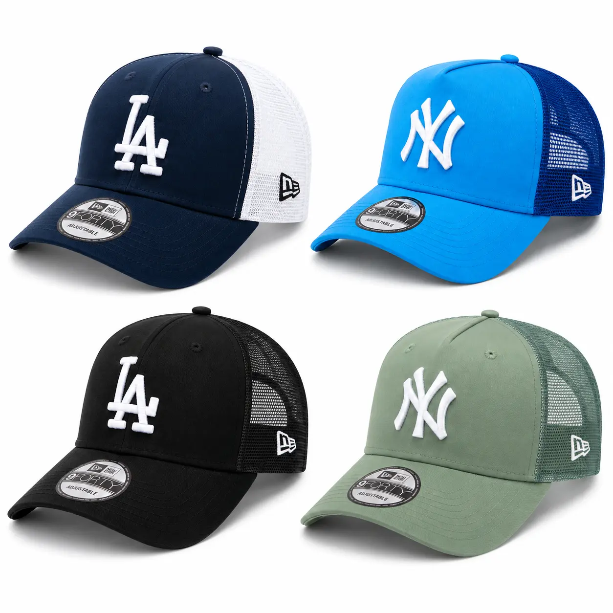 New Era MLB NY Yankees LA Dodgers 9FORTY Mesh Trucker Cap for Men Women, Snapback Baseball Cap, Curved Brim, Adjustable Sports Cap, Back to School 2026