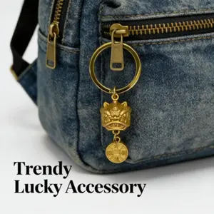 Vintage Lion Head Keychain, Lucky Charm Design, Exquisite Craftsmanship, No Tassel, Cool Key Accessory for Young People