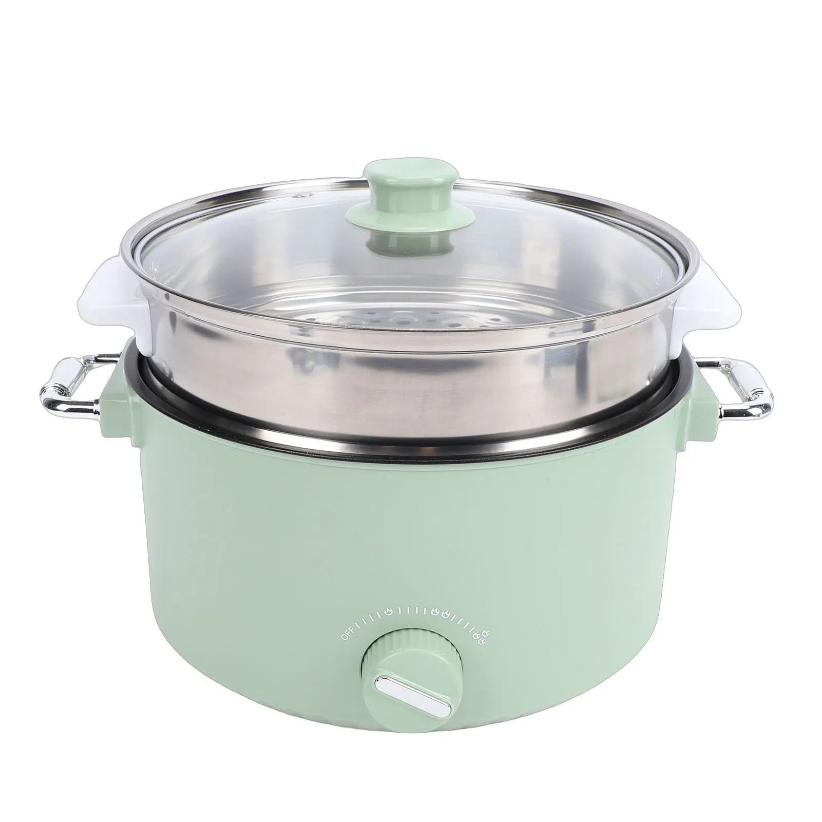 Electric Hot Pot 800W 3L Food Grade Nonstick Coating Multifunctional Electric Cooker with Steam Basket for Steak Rice Noodles Soup