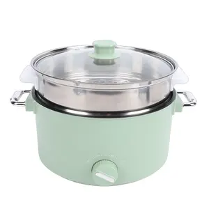 Electric Hot Pot 800W 3L Food Grade Nonstick Coating Multifunctional Electric Cooker with Steam Basket for Steak Rice Noodles Soup