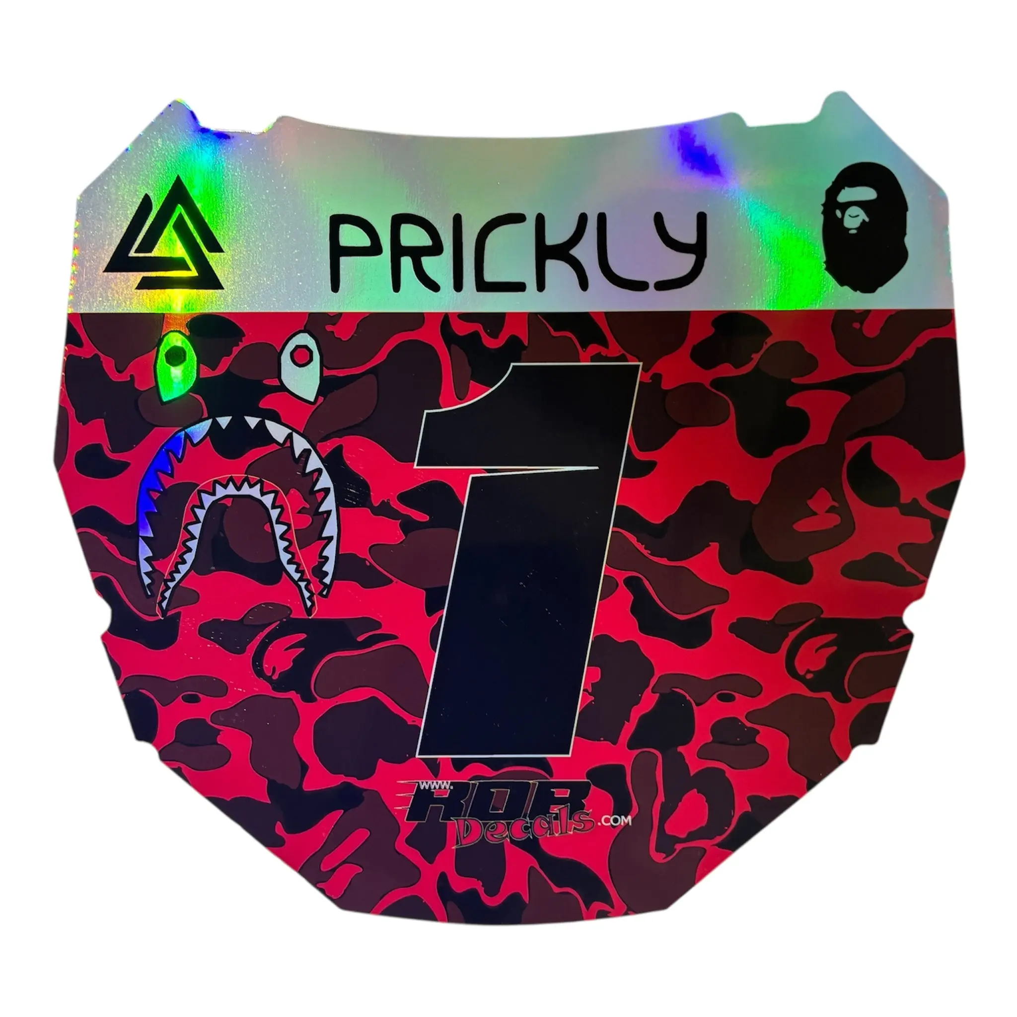 ODI Plate Decal — Red Designer Camo (Holographic Chrome)