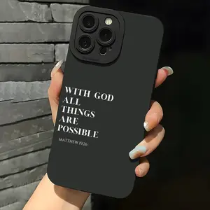 With God Christian Aesthetic Phone Case - Cool Design for iPhone 16, 15, 14, 13, 12 Pro Max, XR, Plus - Black - For Women & Men - Perfect Birthday & Christmas Gift Smartphone Cellphone