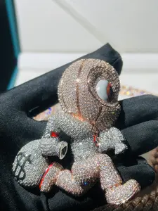 Personalized Thief Money Bag 3D Customized Hip Hop Pendant Premium Luxury Pendant with Ice Crystal Little Bald Head Pendant Luxury Valentine's Day Father's Day Mother's Day and Anniversary Gifts