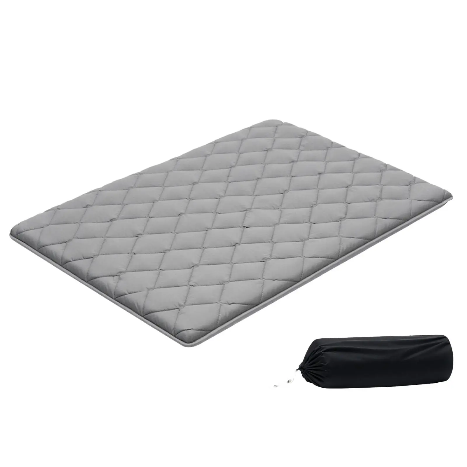 Japanese Tatami Mat - Full Size Foldable Tatami Mattress With Storage Bag And Fastener, 9-Layer Floor Mat For Sleeping, Dorm Room, Meditation, Yoga, Home Use, Portable Roll-Up, Non-Slip Surface, 80 x 54 x 3.5 Inches, Gray