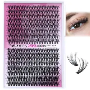 Lash Clusters Eyelash Extensions 320pcs Individual Lashes 9-16mm Mix 30D 40D Eyelash Clusters D Curl DIY Lash Extension at Home for Beginners by Yawamica