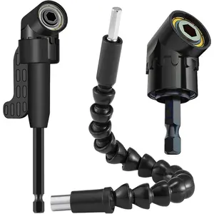 105° Right Angle Drill Adapter & Bendable Drill Bit Extension Set, 2025 Upgrade Multi-Function Right Angle Drill Attachment with Flexible Screwdriver Bits, 1/4" Hex Shank Driver