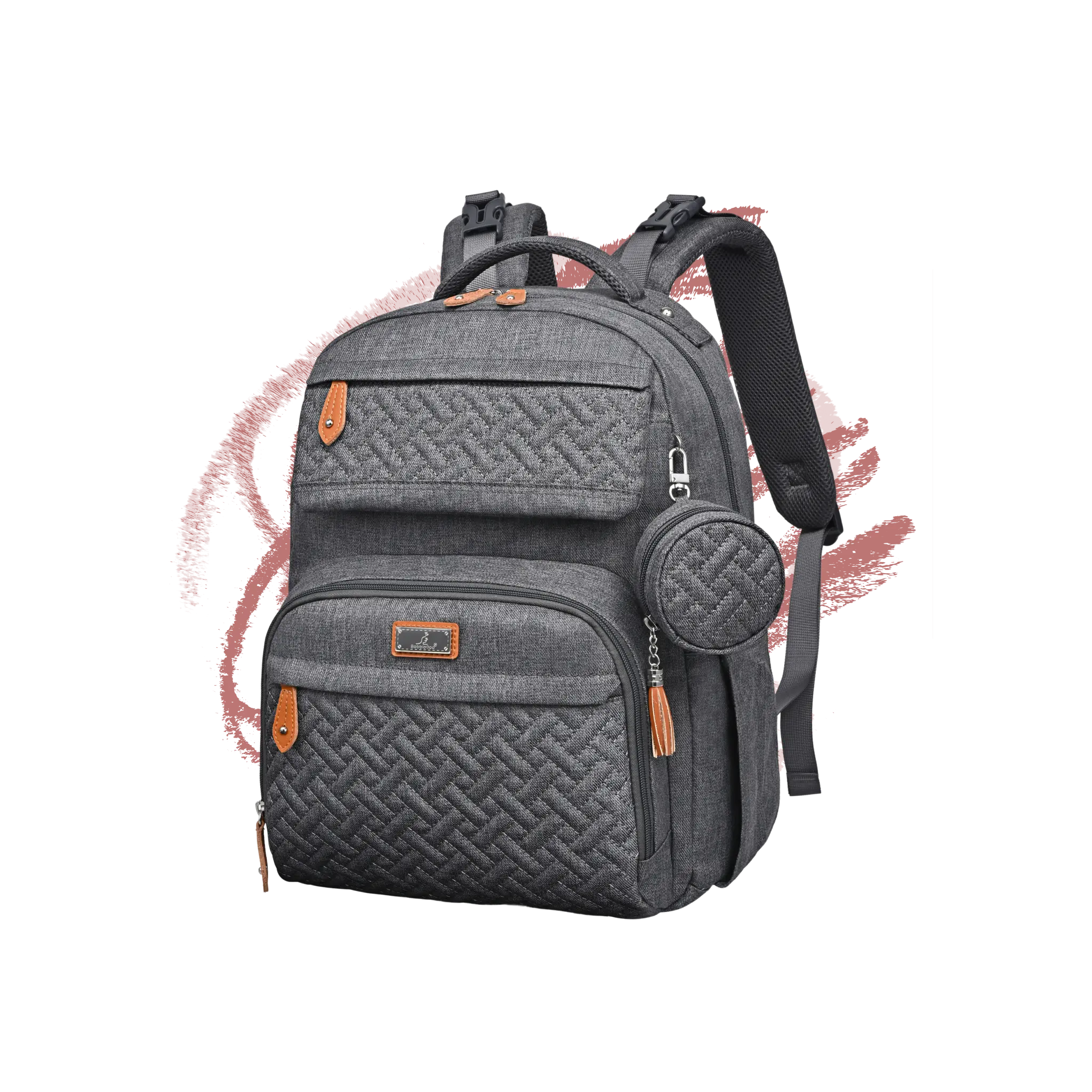 Babbletroo Travel Diaper Bag  | Waterproof Travel Tote with Changing Pad, Pacifier Case & Stroller Straps Diaperbag