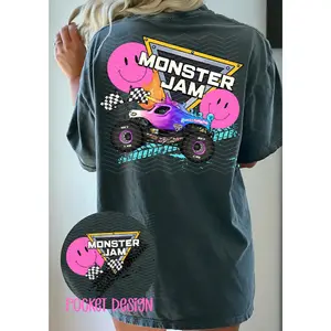 2 Sided Youth and Adult Monster Jam Sparkle Smash Truck T-Shirt, Unicorn Monster Truck Graphic Tee, Event Fan Outfit, Monster Jam shirt, Monster Truck shirt, Monster Truck Fan Gift, Youth clothing, summer outfit, birthday gift, Graphic tee