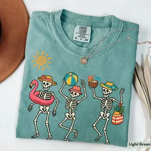 Comfort Colors Funny Dancing Skeletons, Trendy Skeleton Shirt, Cute Summer Shirt, Funny Summer Beach Skeleton Shirt, Beach Shirt, Beach Tee