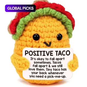 Positive Crochet Taco Birthday Gifts for Women Men Teacher Appreciation Mothers Day Graduation Gift Adult Kids Son Mom Dad Daughter Sister Friend Coworkers Self Care Card Inspirational Support Soft Cuddly Gift