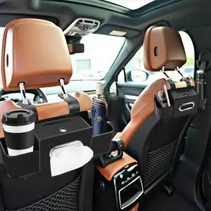 Multifunctional Car Rear Seat Storage Organizer Bag, Car Accessories, Includes 2 Cup Holders, Tissue Box, Hooks, Phone Holder, Universal Car Interior Accessory