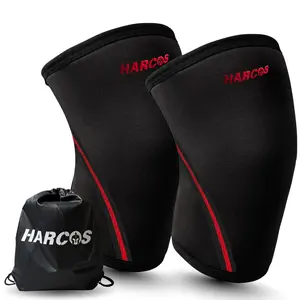 Harcos Knee Sleeves 7mm Compression Braces for Heavy Lifting Squats Gym Sports with Premium Drawstring Bag for Enhanced Stability and Recovery