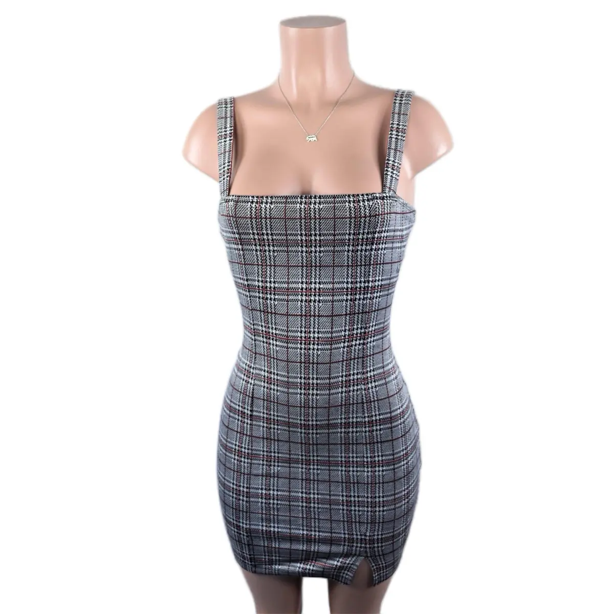 Kim Square Dress - Final Sale Casual Plaid Square Neck Comfort Womenswear